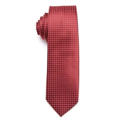 Classy Men Red Mini Check Skinny Tie