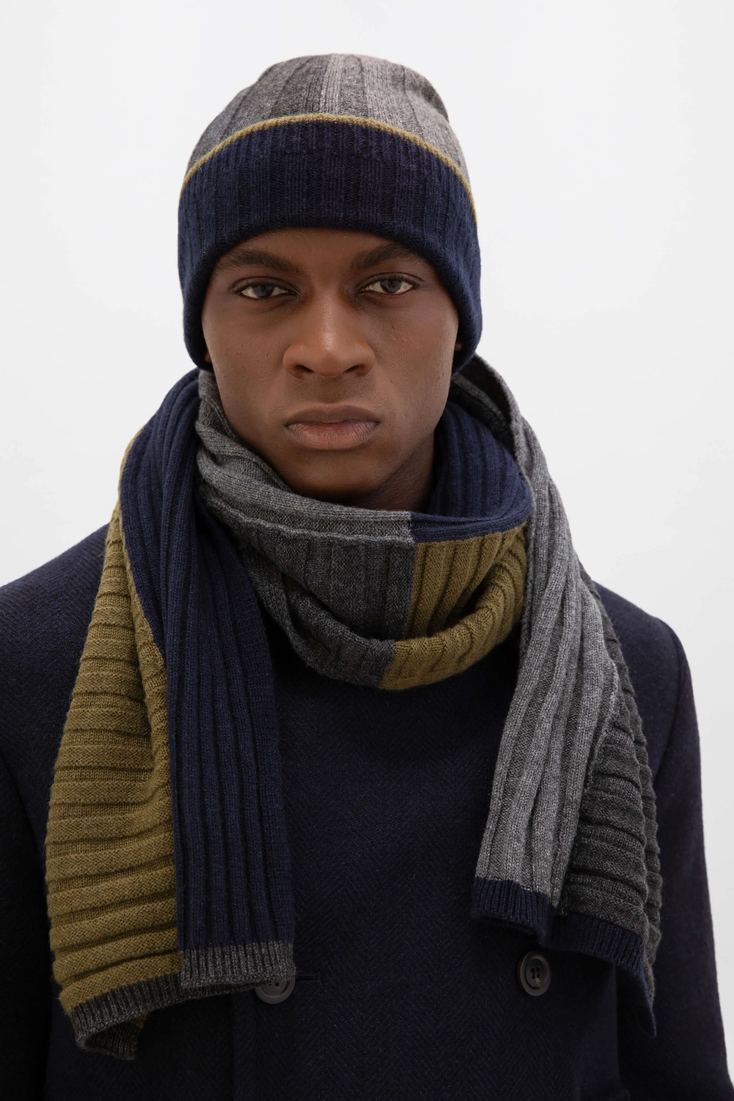 Colour Block Cashmere Beanie