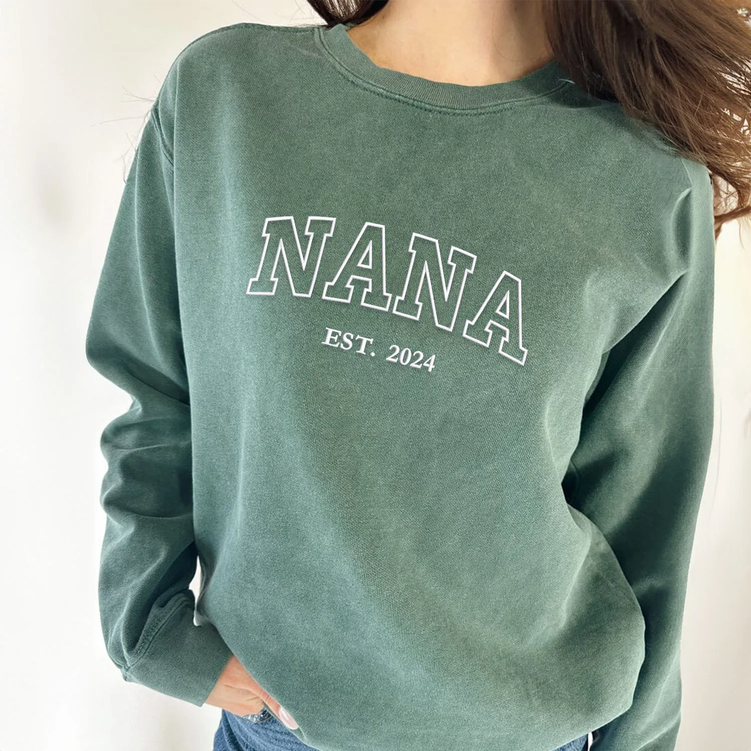 Comfort Color® Embroidered Nana Shirt with Grandkids Names, Gift for Mother's Day