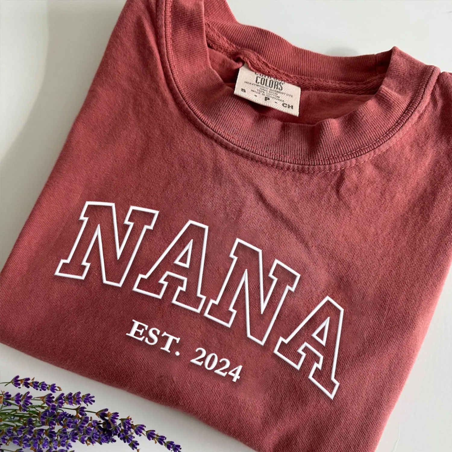 Comfort Color® Embroidered Nana Shirt with Grandkids Names, Gift for Mother's Day