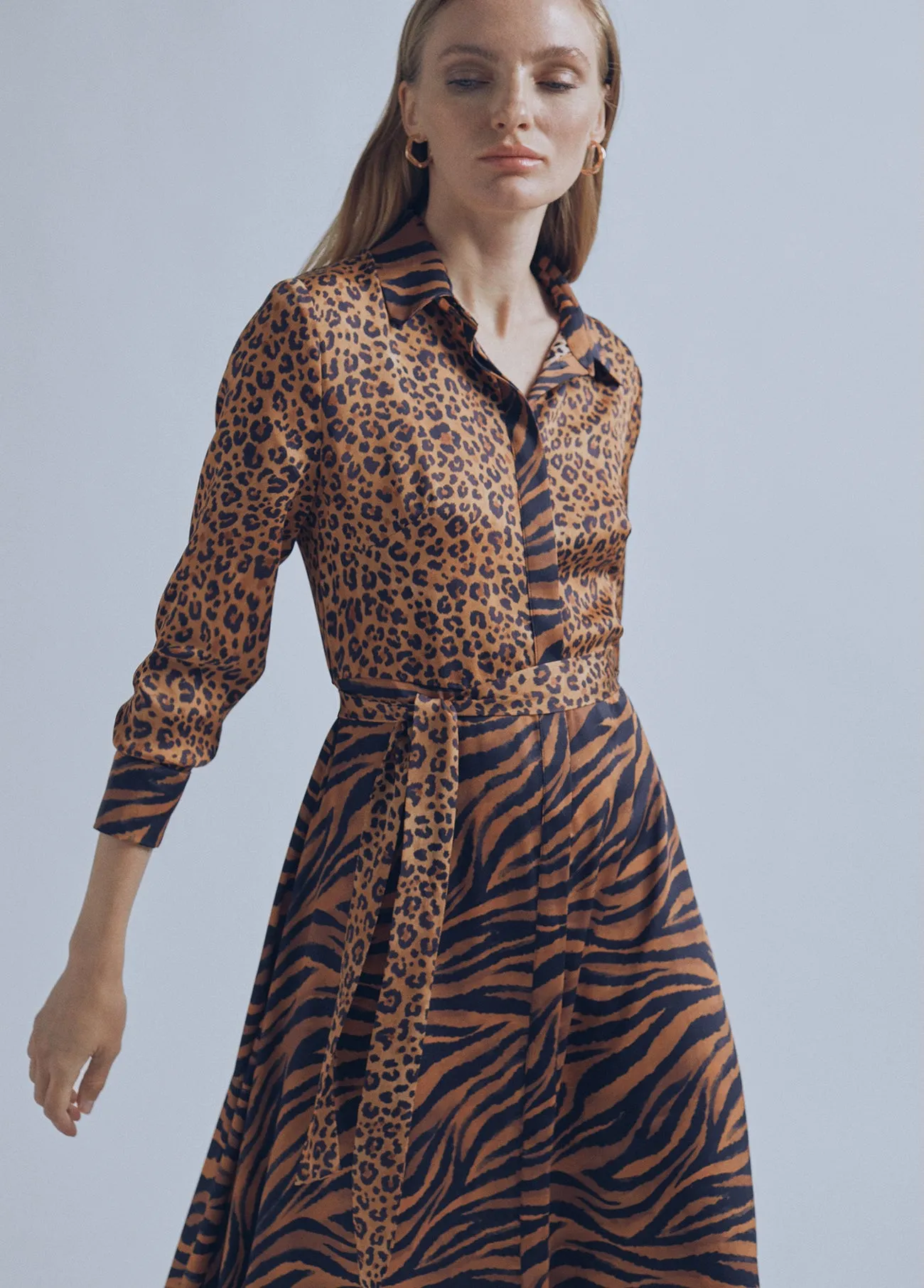 Contrast animal print dress