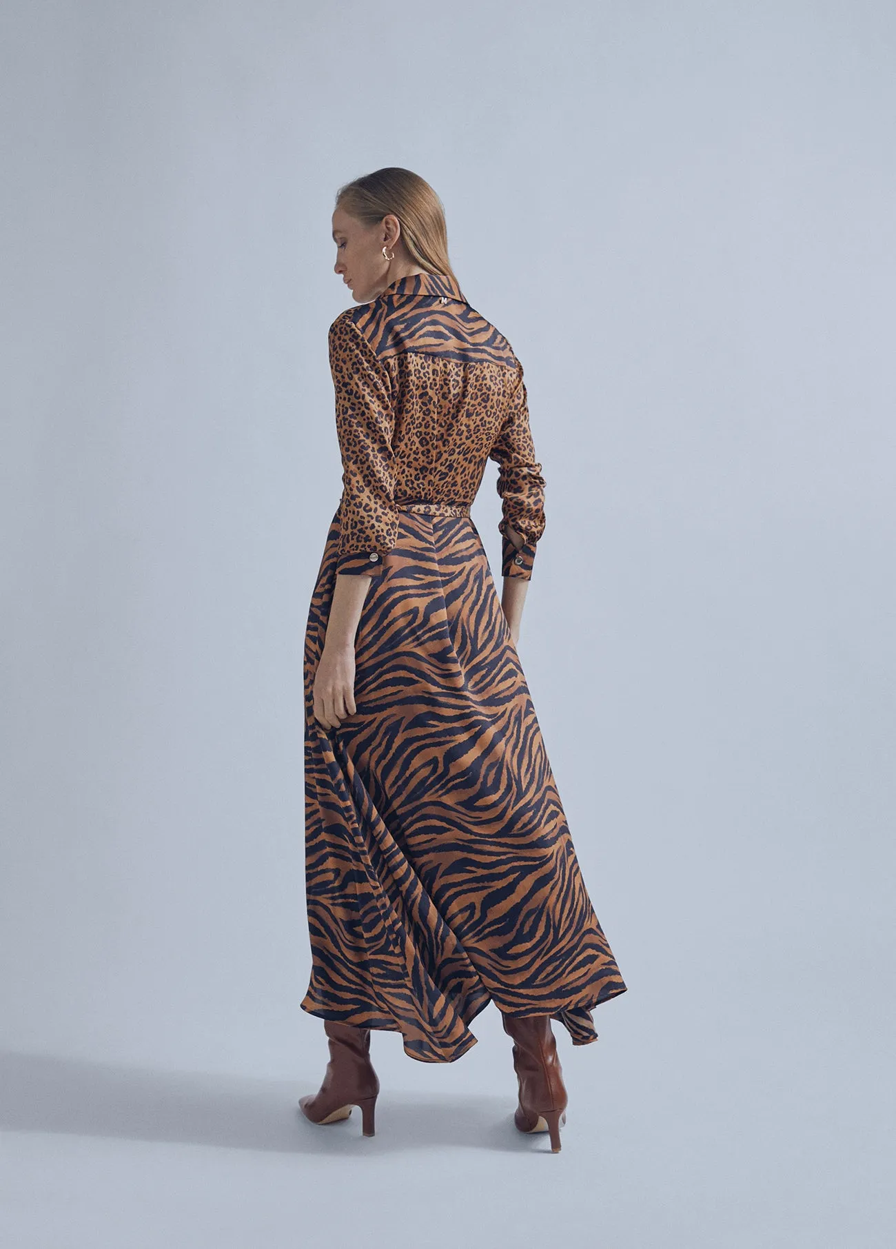 Contrast animal print dress