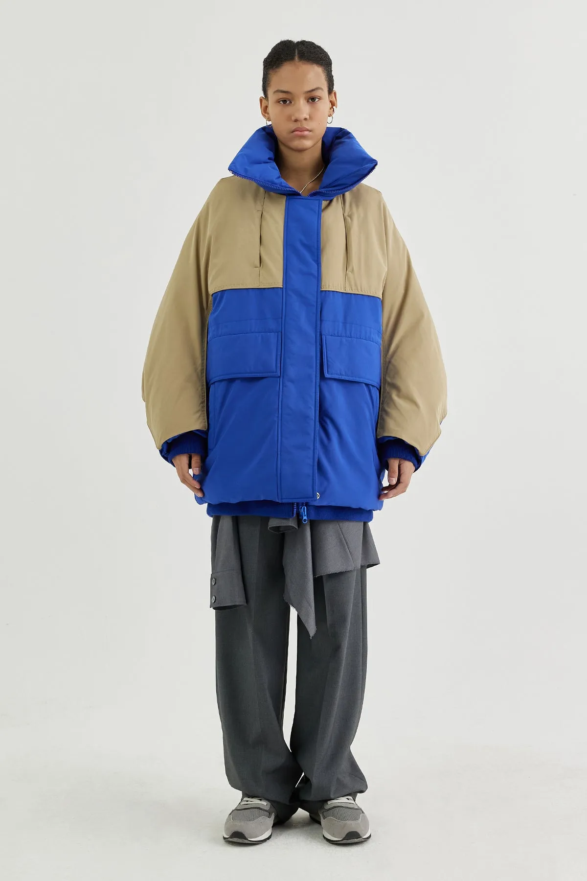 Copy of Oversized drawstring-waist down ripstop parka coat