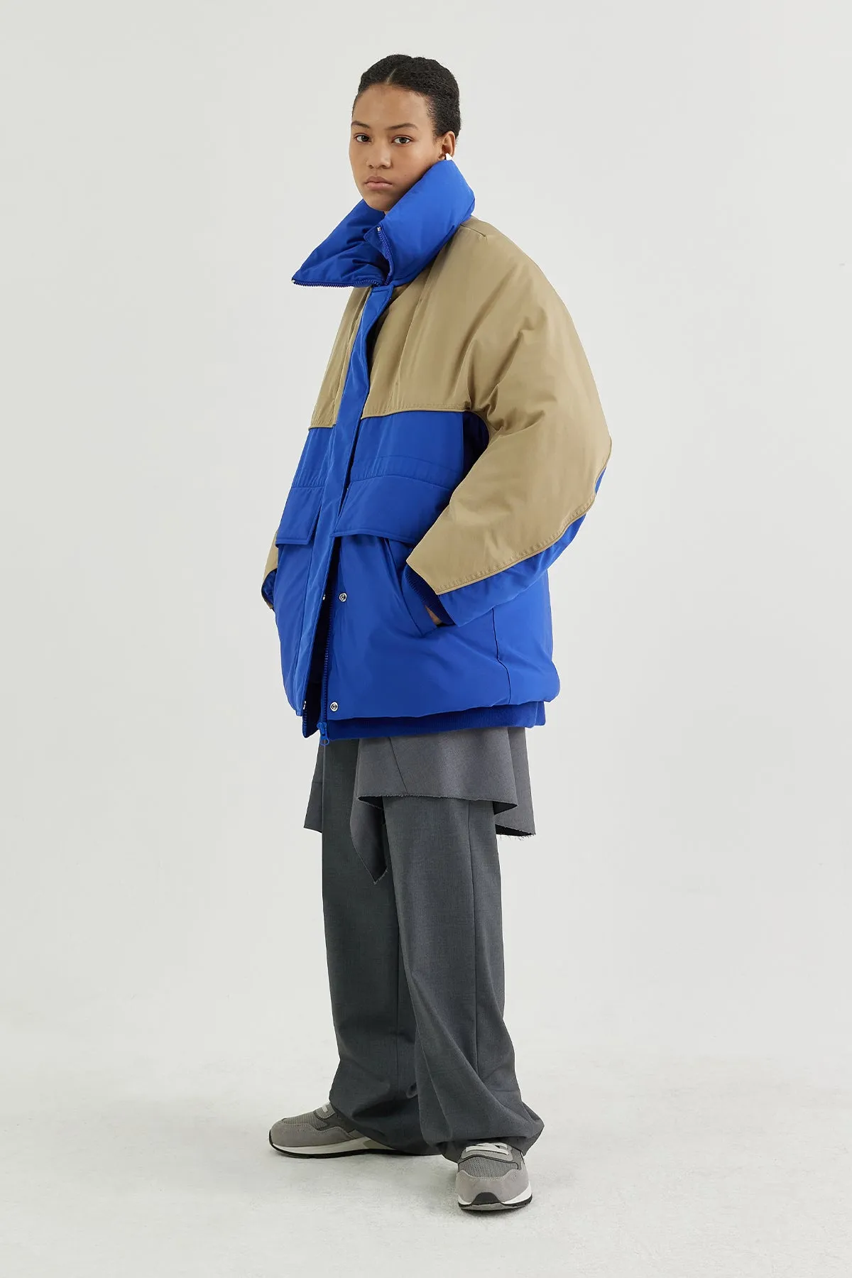 Copy of Oversized drawstring-waist down ripstop parka coat