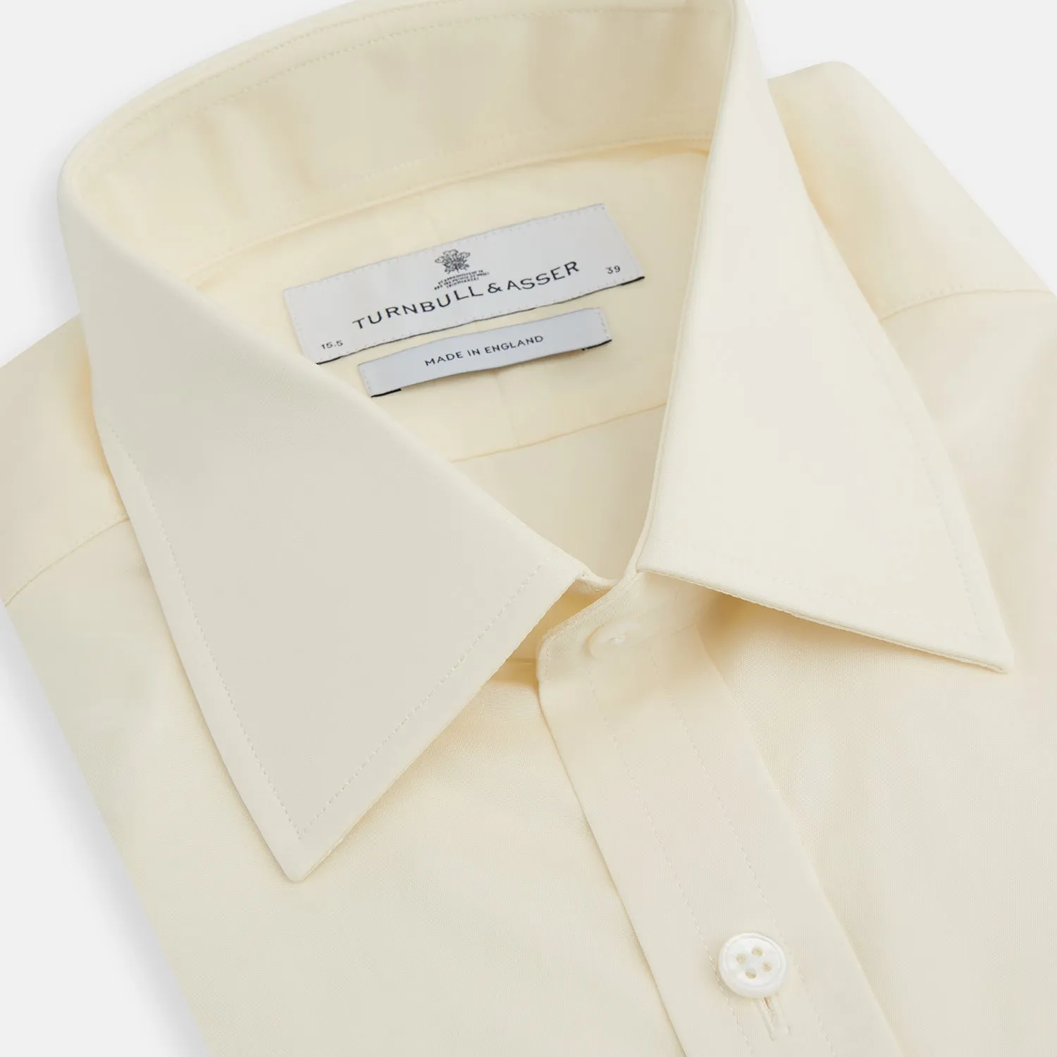 Cream Cotton Shirt with T&A Collar and 3-Button Cuffs