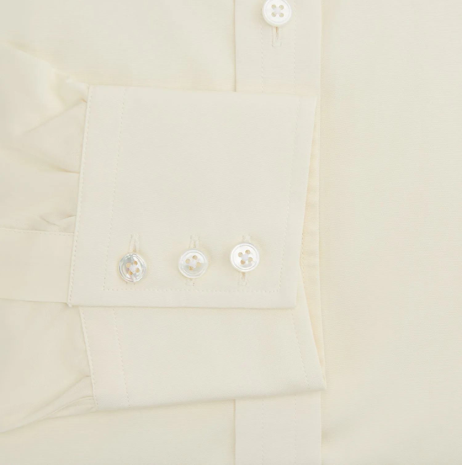 Cream Cotton Shirt with T&A Collar and 3-Button Cuffs