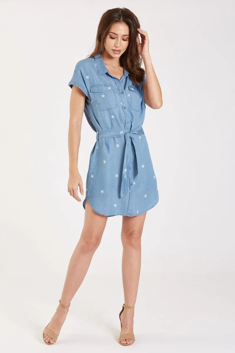 Dear John Kelly Mini Star Print Shirt Dress