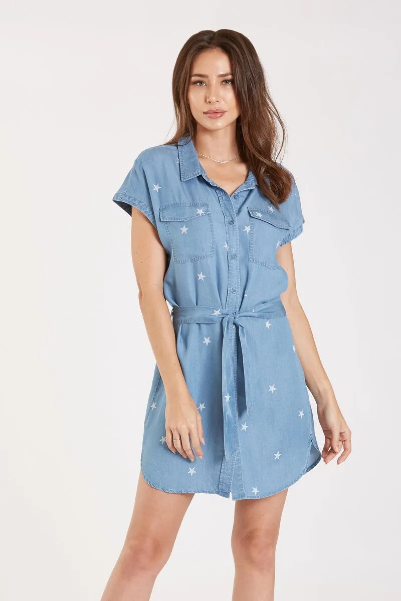 Dear John Kelly Mini Star Print Shirt Dress