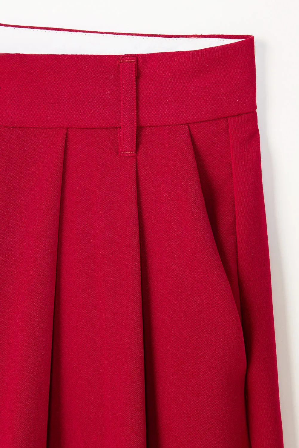 Deep Red Flared Formal Korean Pants