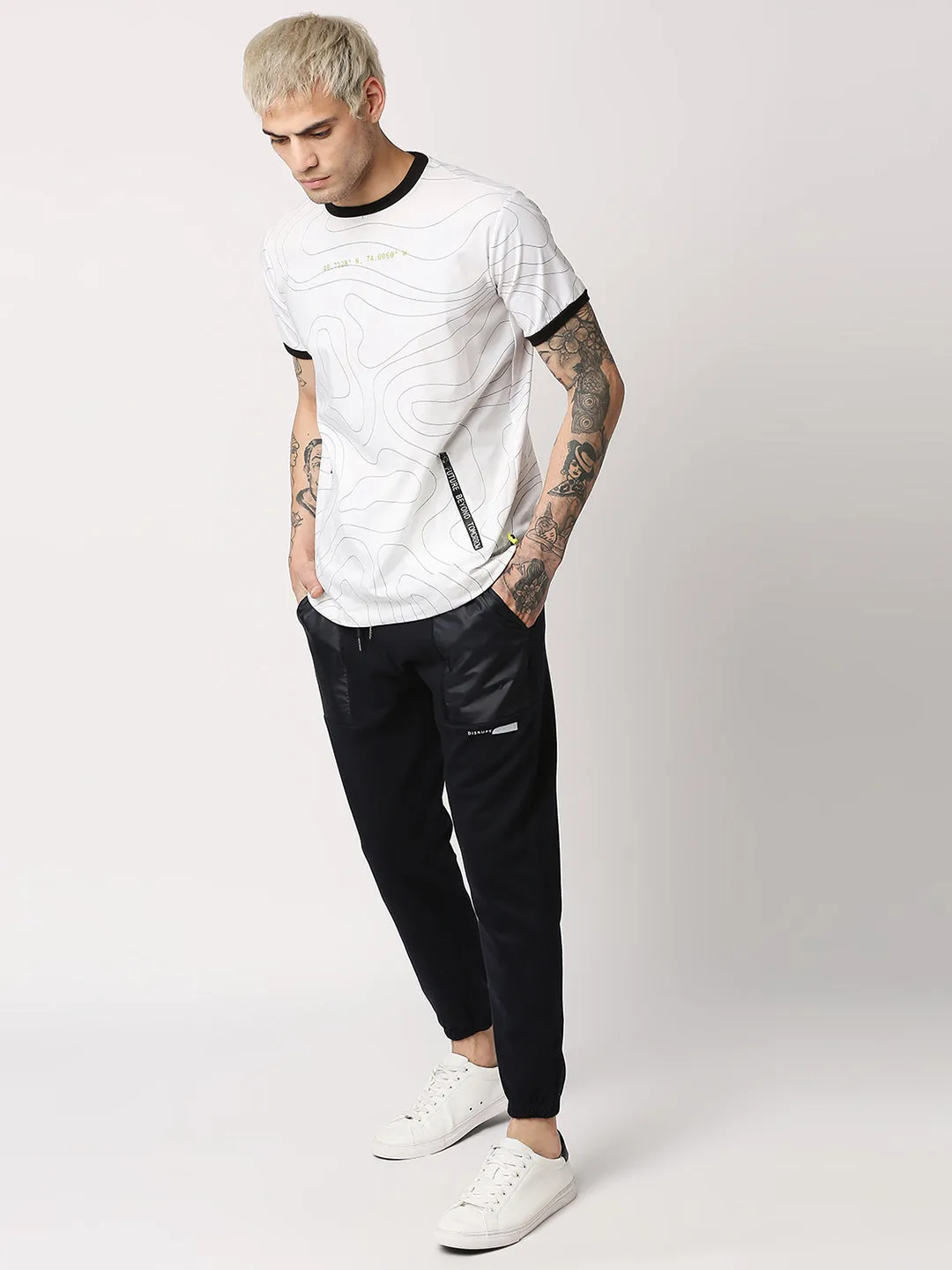 Disrupt Mens Navy Self-Design Comfort Fit Smart-Casual Jogger