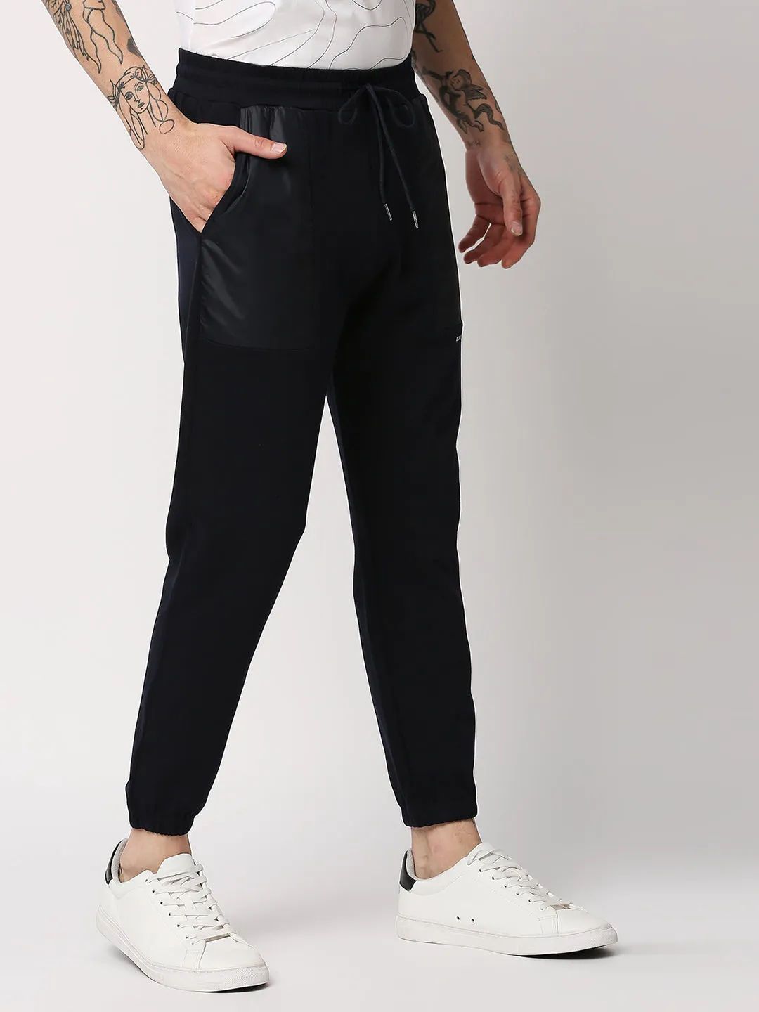 Disrupt Mens Navy Self-Design Comfort Fit Smart-Casual Jogger