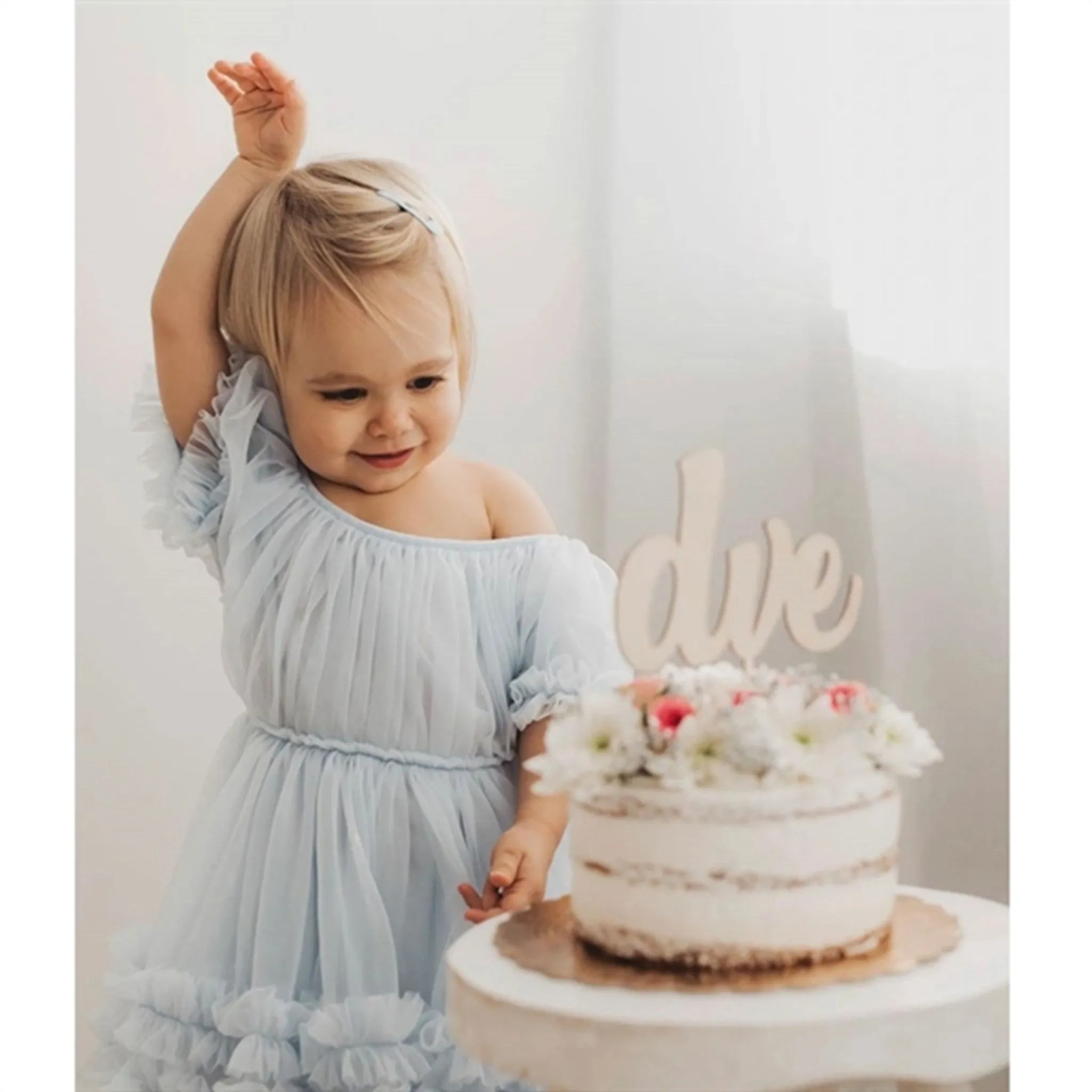 Dolly by Le Petit Frilly Dress Light Blue