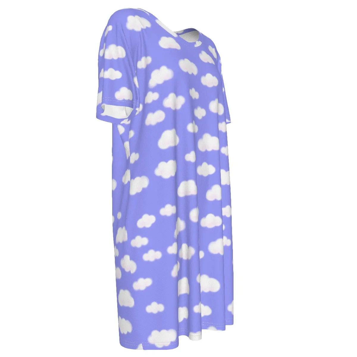 Dreamy Clouds Women's Cotton T-shirt Dress (Periwinkle)