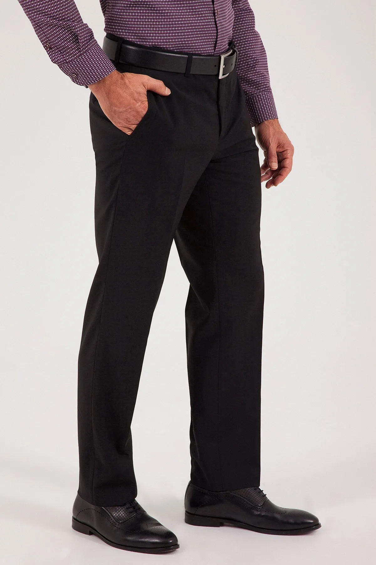 Dynamic Fit Side Pocket Low Waist Wool Black Dress Pants