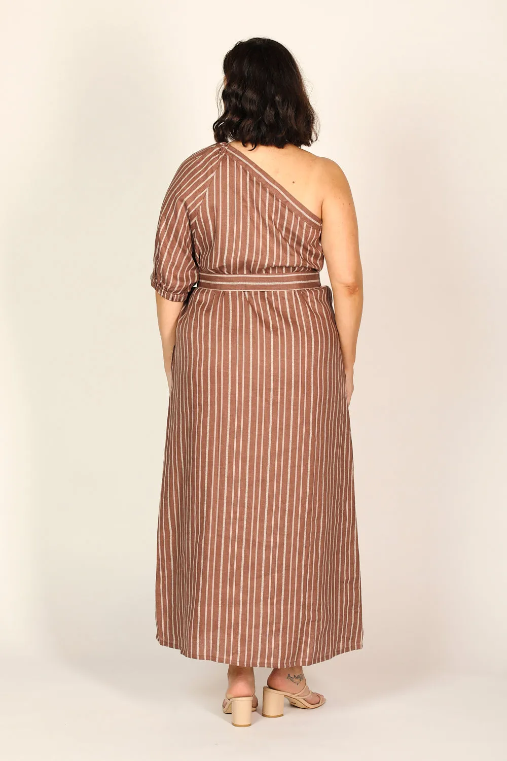 Emma One Shoulder Dress in Nutmeg