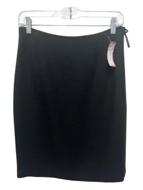 Escada Size 40 Black Wool Blend Textured Side Zip Pencil Knee length Skirt