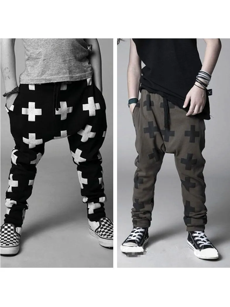 Fashion Cross Pattern Trouser Little Boy Casual Pants