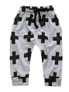 Fashion Cross Pattern Trouser Little Boy Casual Pants