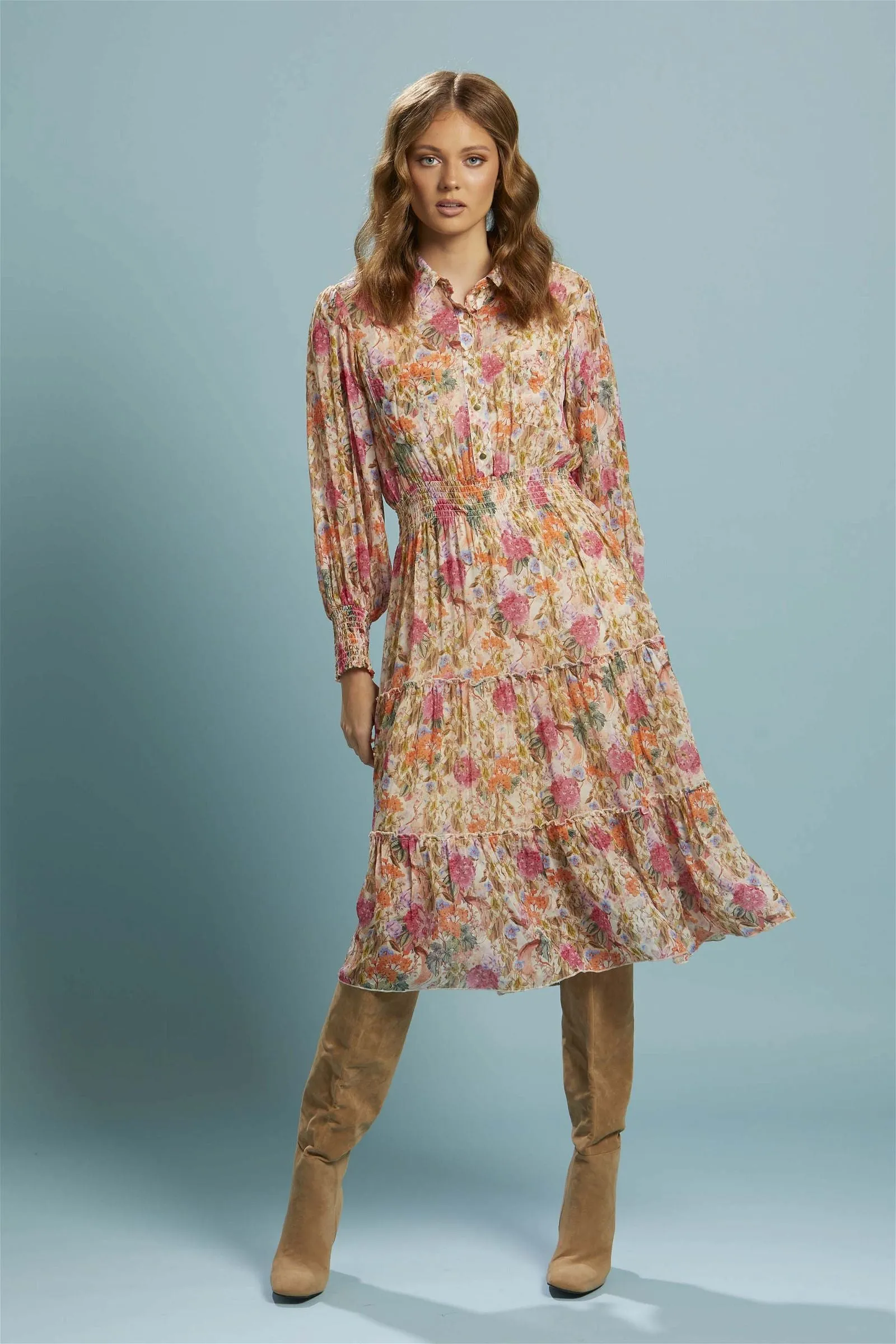 Fate   Becker Another Love Midi Shirt Dress in Vintage Floral