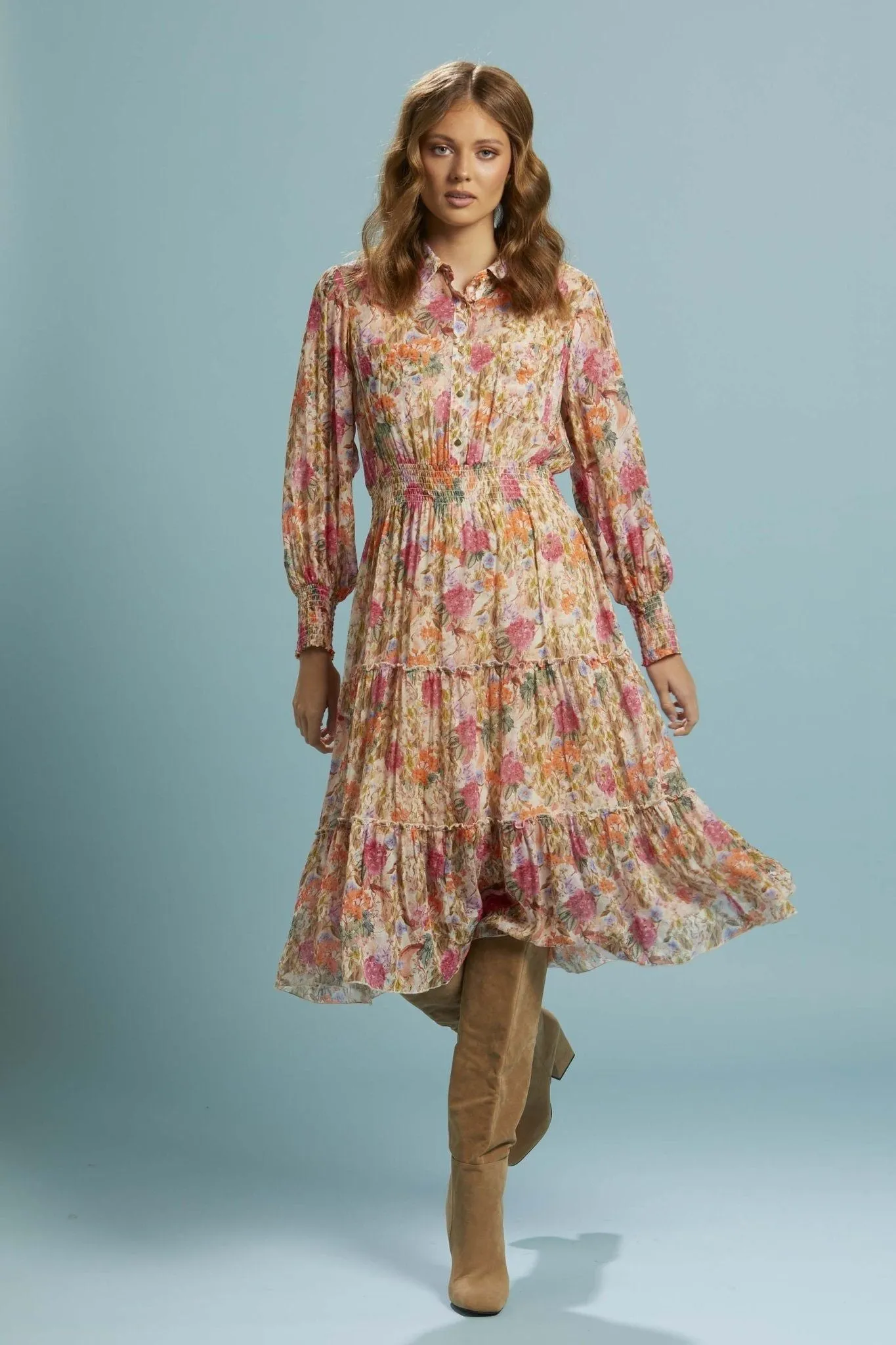 Fate   Becker Another Love Midi Shirt Dress in Vintage Floral