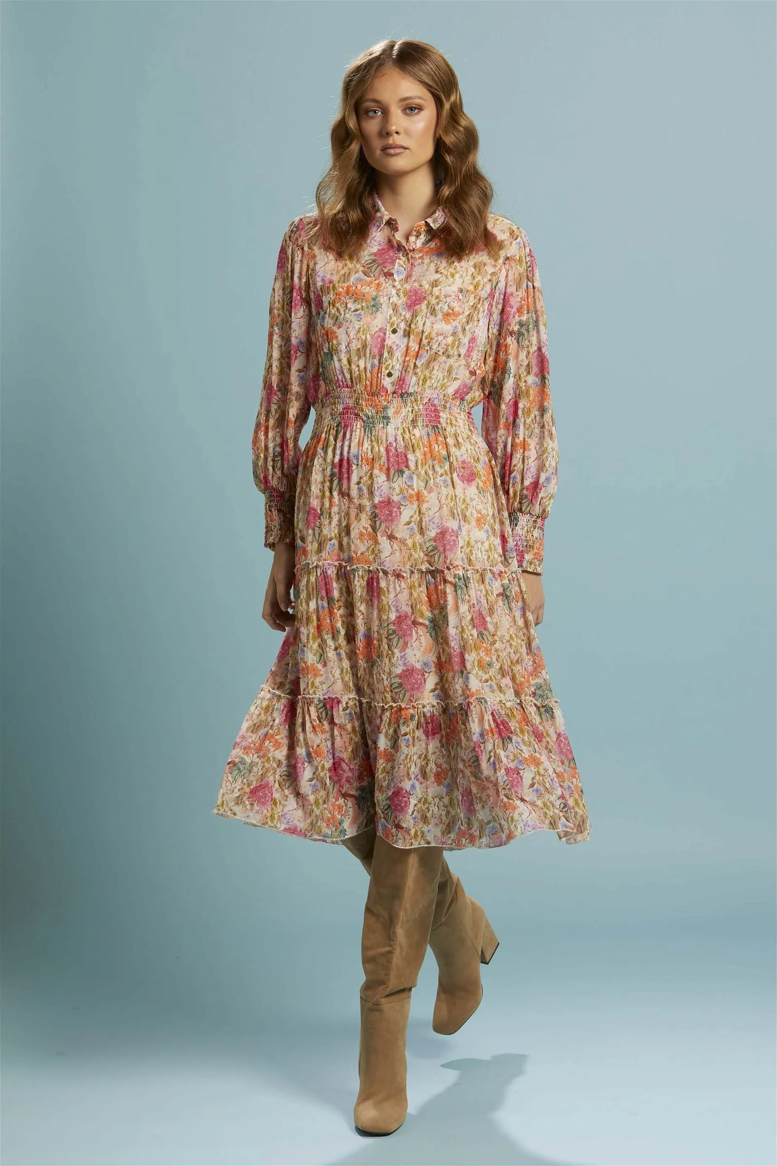 Fate   Becker Another Love Midi Shirt Dress in Vintage Floral