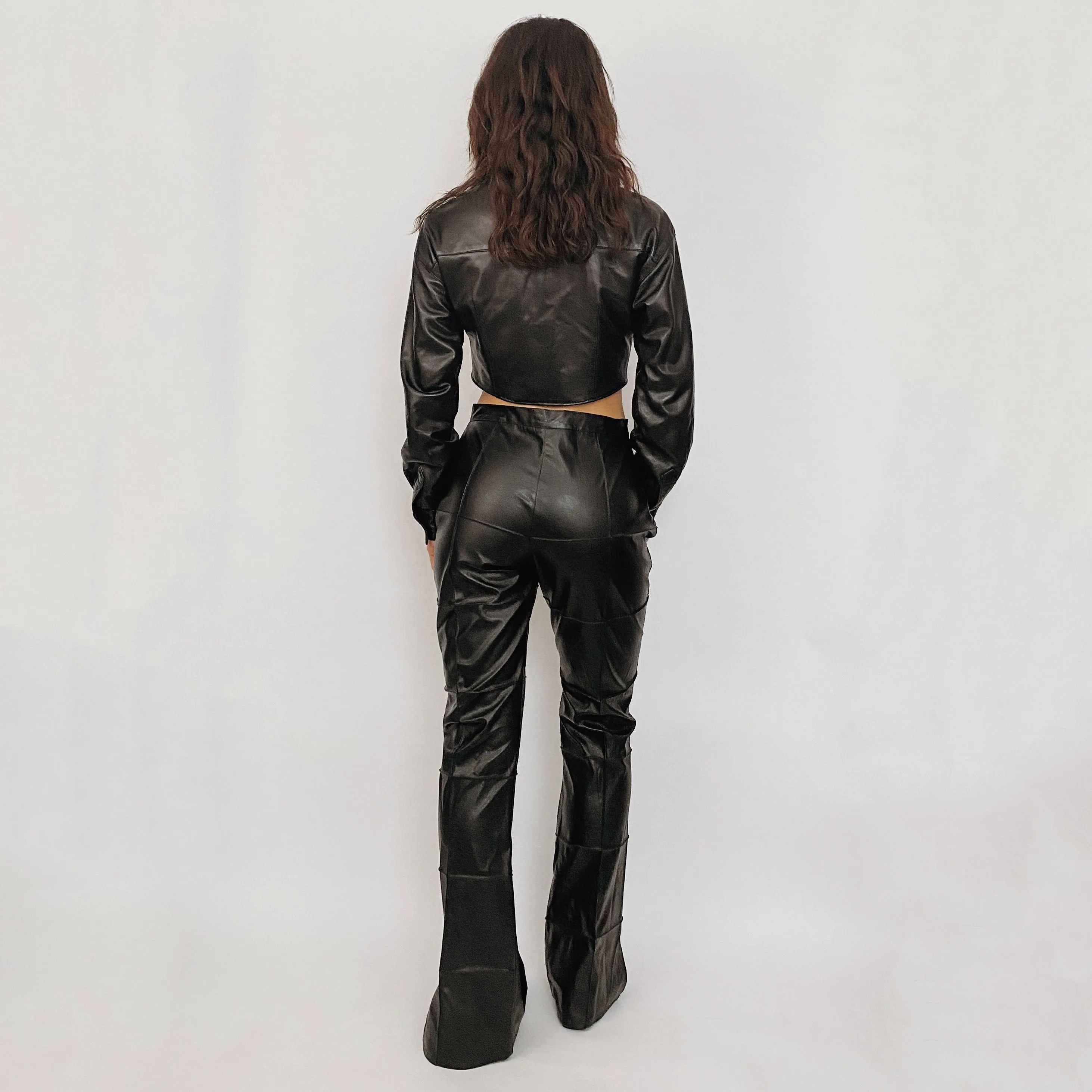 faux leather patch pants - size 27