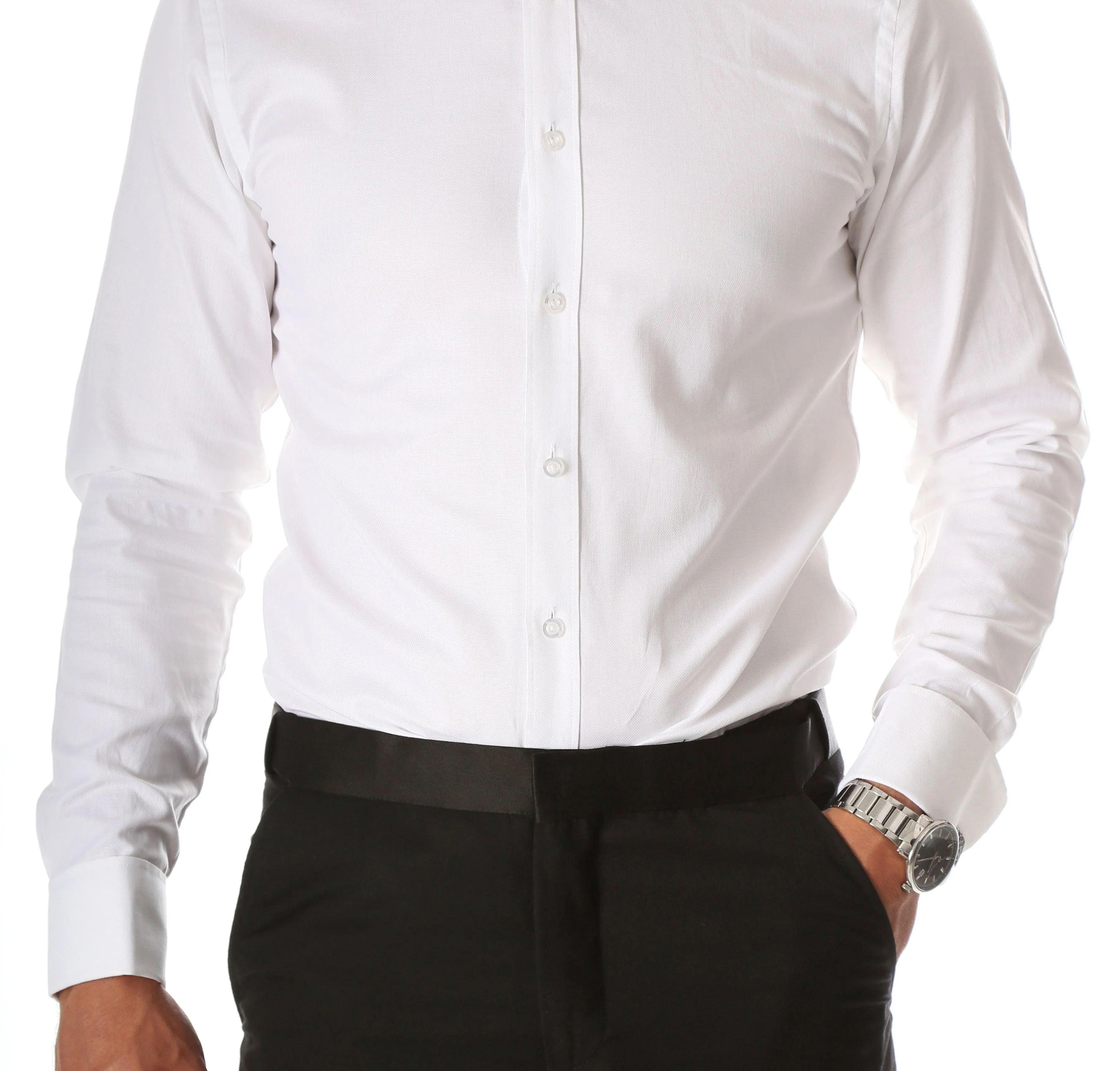 Ferrecci Men's Max White Regular Fit Wing Tip Collar Pleated Tuxedo Shirt