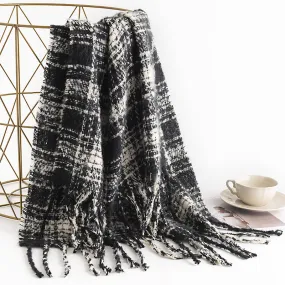 FH23-5343 Square grid pattern winter scarf