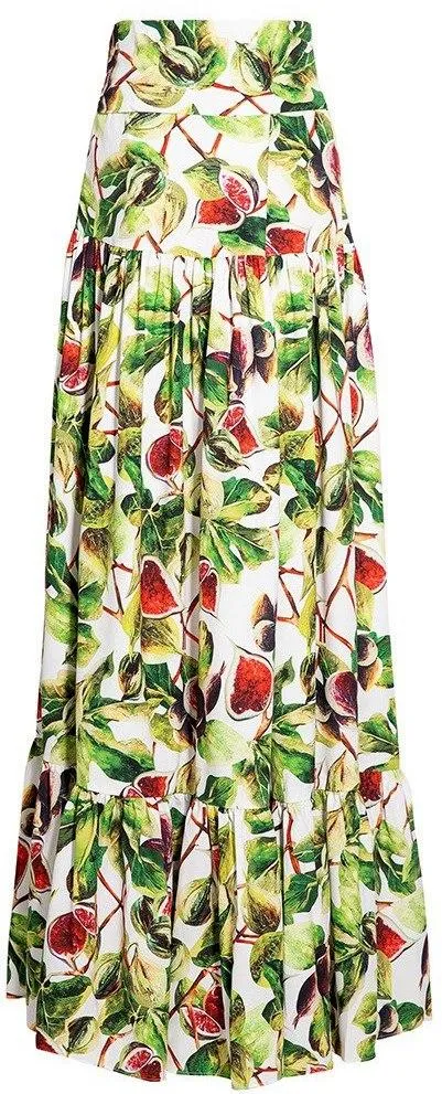 Fig Print Maxi Skirt