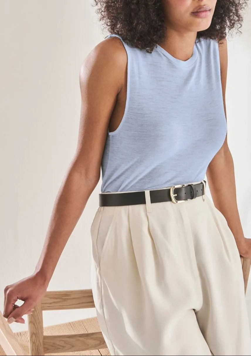 Fine Cashmere Tank in Whisper Blue