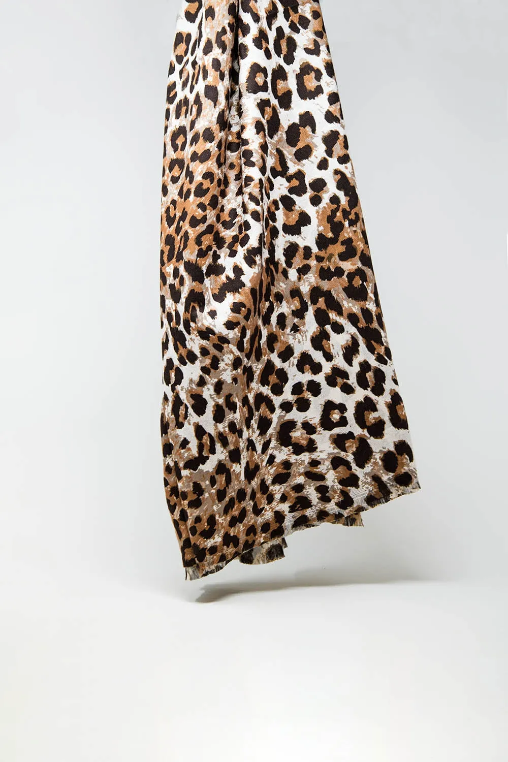 Fine Woven Scarf In Leopard Print