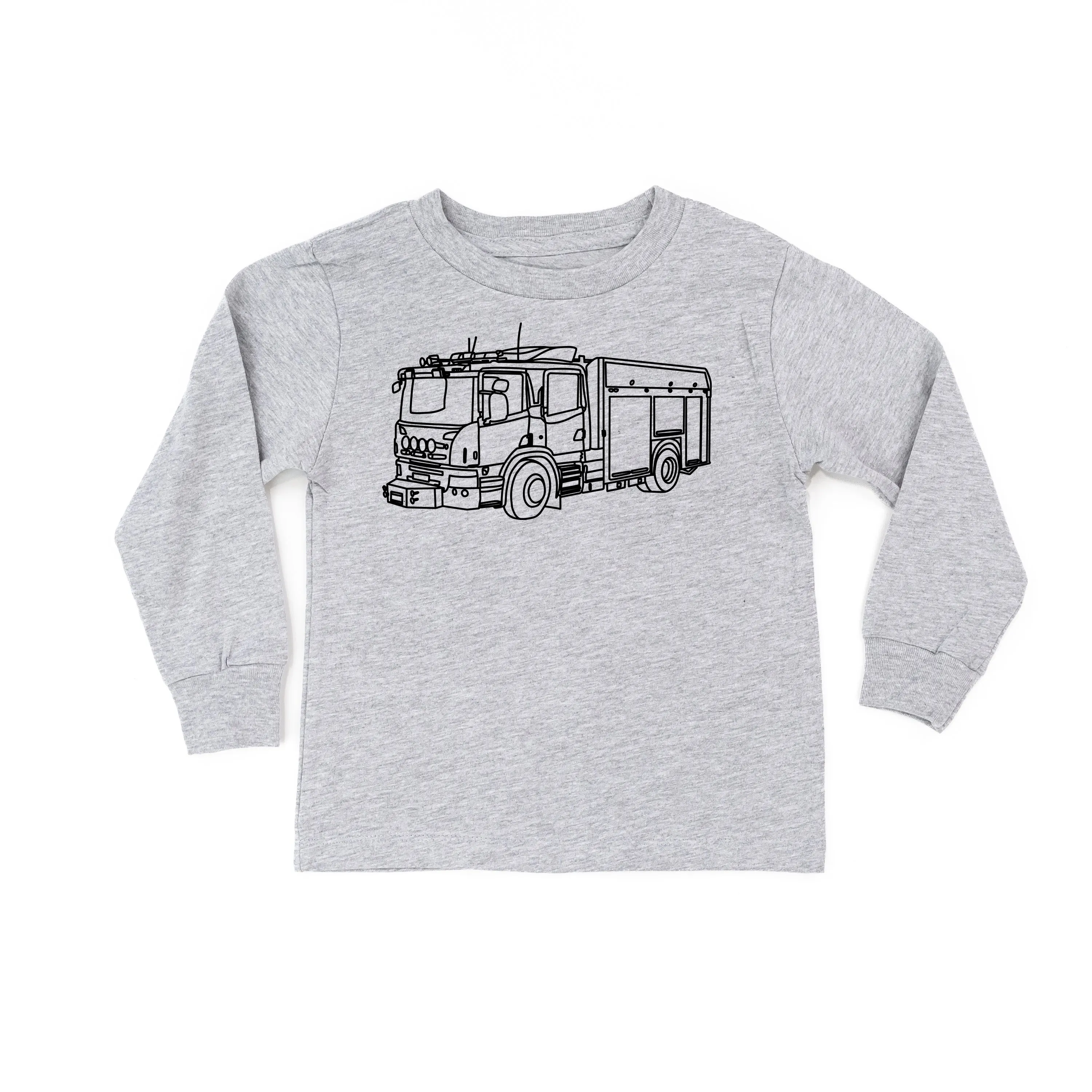 FIRE TRUCK - Minimalist Design - Long Sleeve Child Shirt