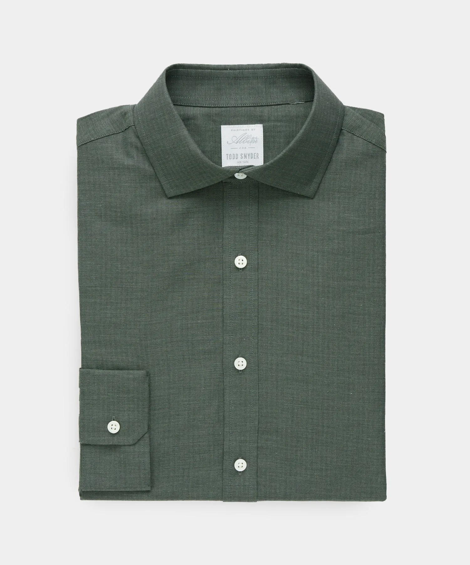 Flannel Spread Collar Dress Shirt in Olive