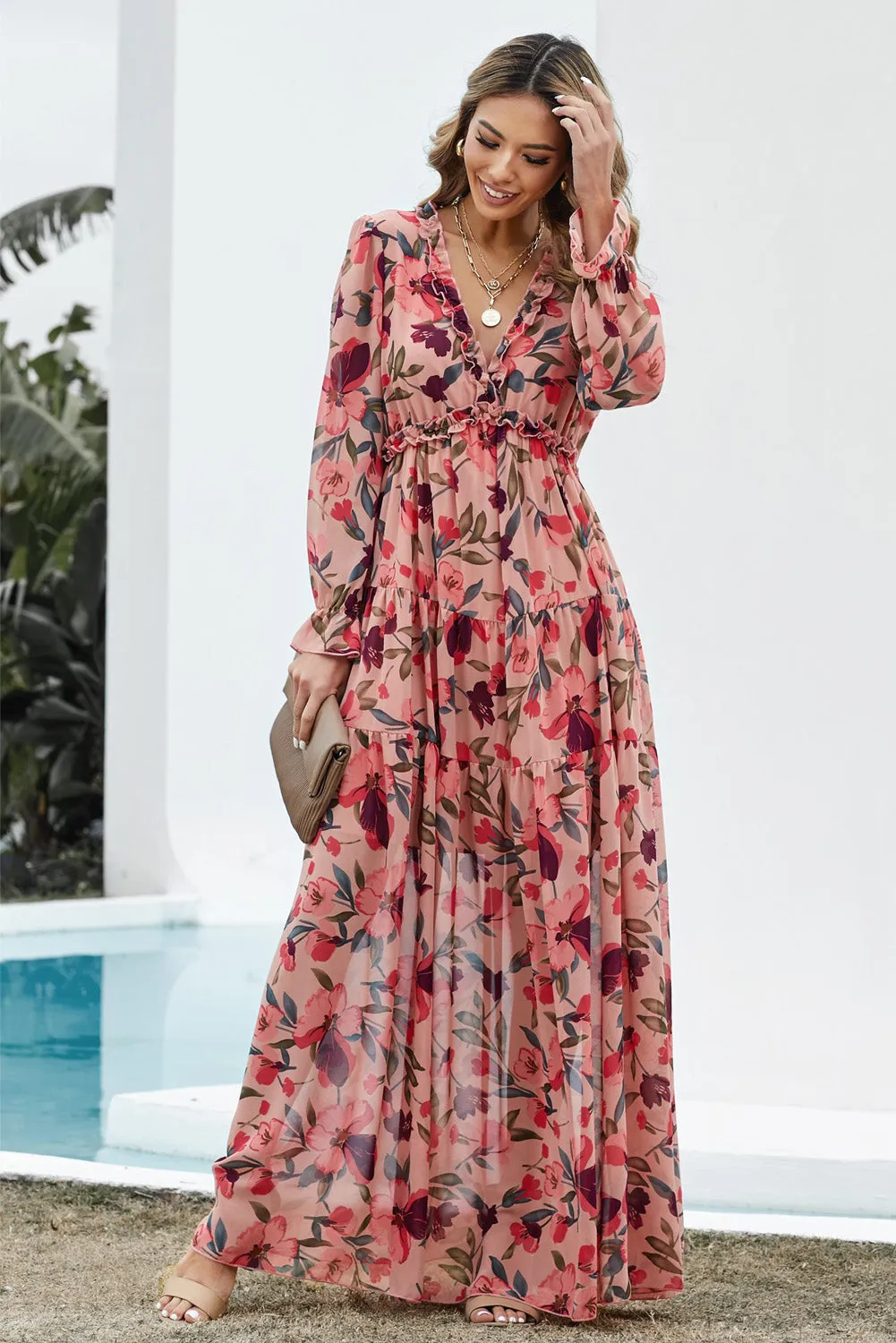 Floral Flounce Maxi Dress