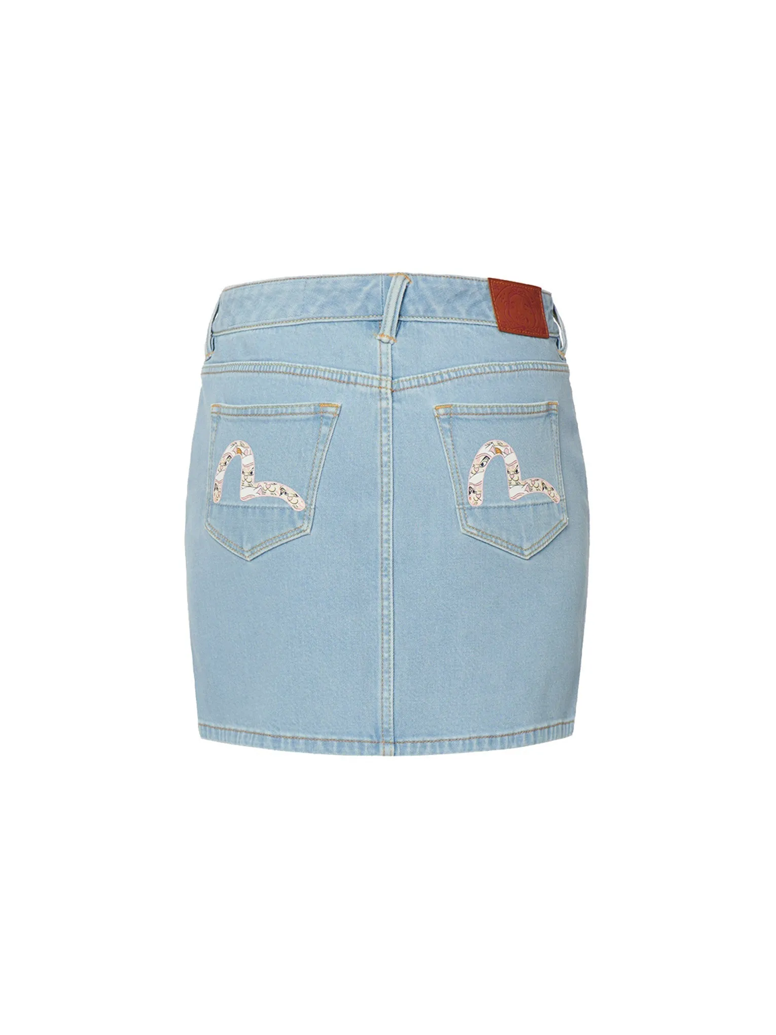 Floral Seagull Embroidery Denim Pencil Skirt