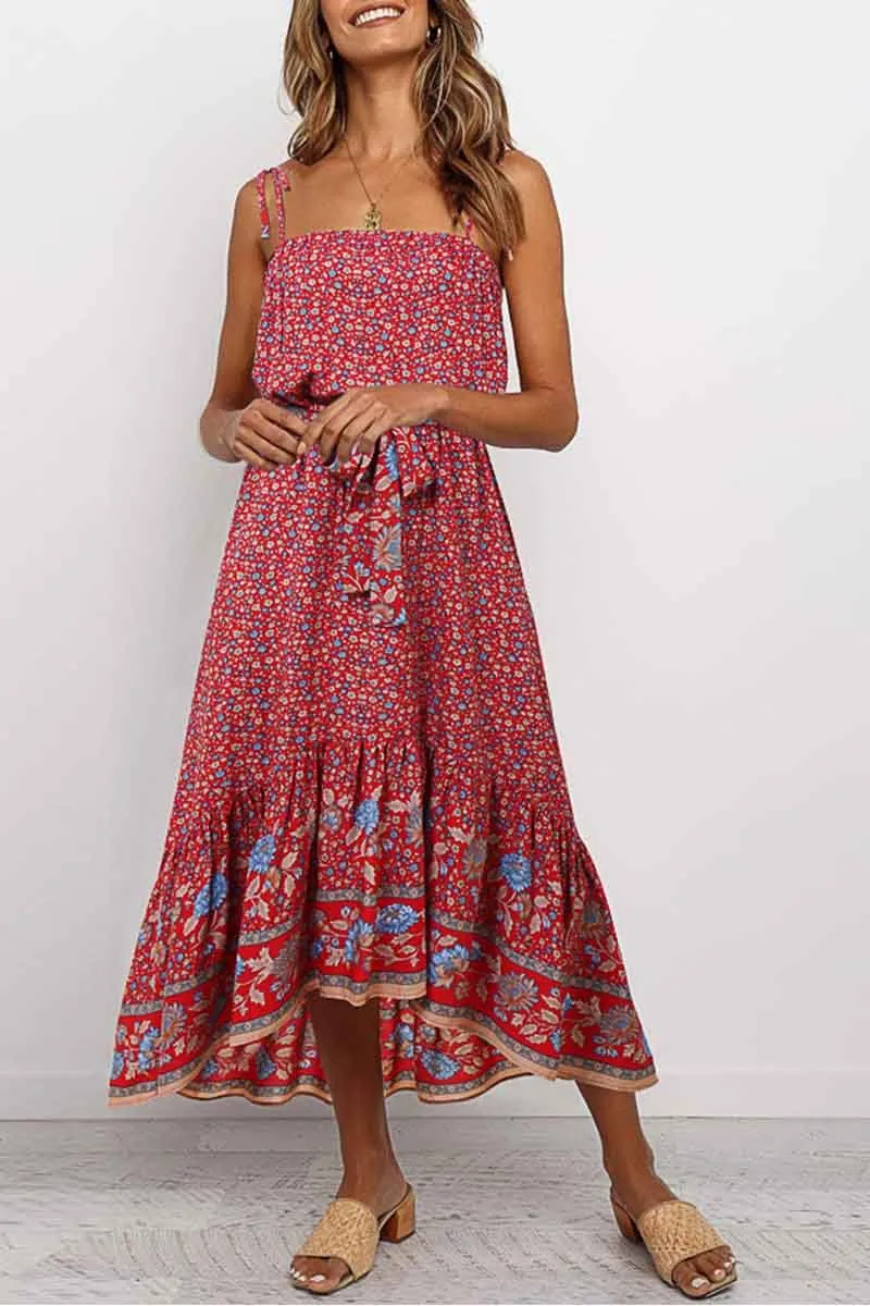 Florcoo Flower Print Midi Dress( 3 colors)