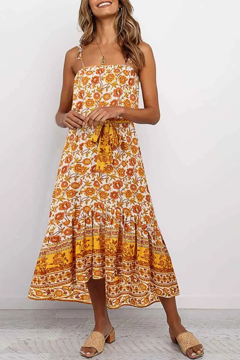 Florcoo Flower Print Midi Dress( 3 colors)