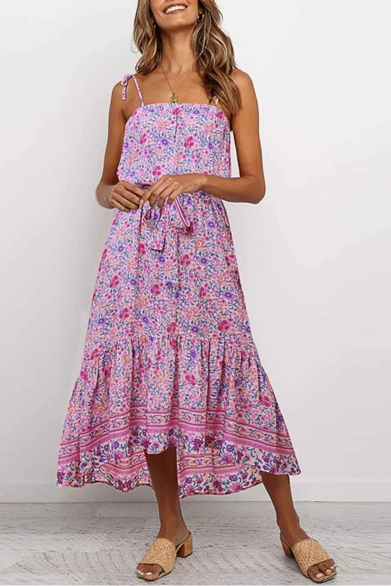 Florcoo Flower Print Midi Dress( 3 colors)