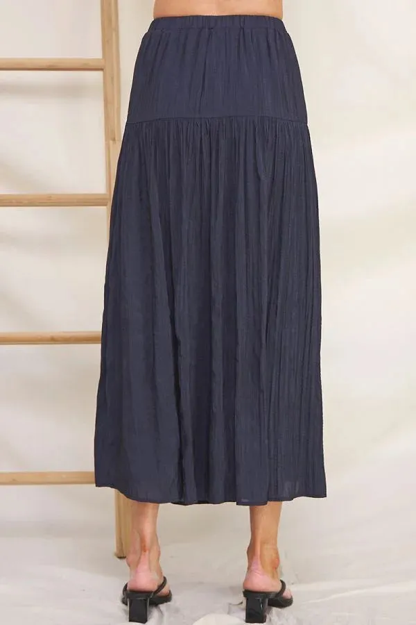 FLOWY CRINKLE SATEEN MAXI SKIRT