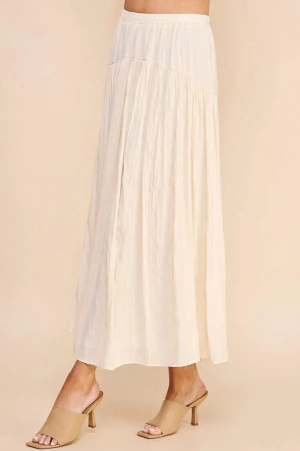 FLOWY CRINKLE SATEEN MAXI SKIRT