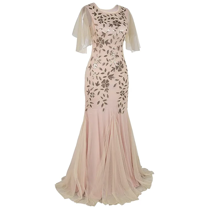 Funki Buys | Dresses | Women's 1920s Long Slim Flapper Dress