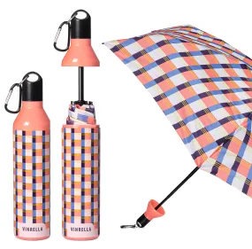 Gingham Pink Water Bottle Umbrella