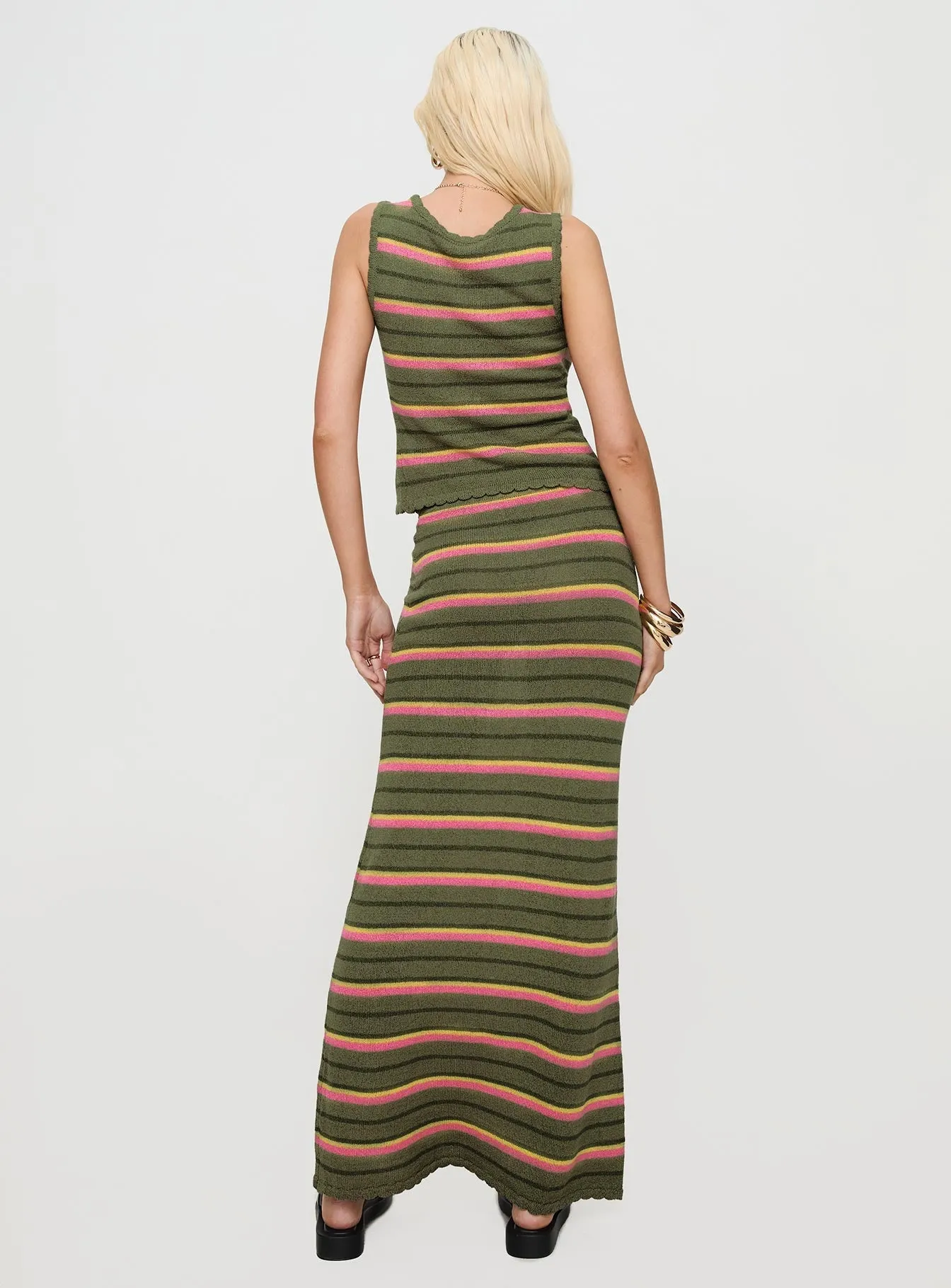 Giulia Knit Maxi Skirt Green Multi