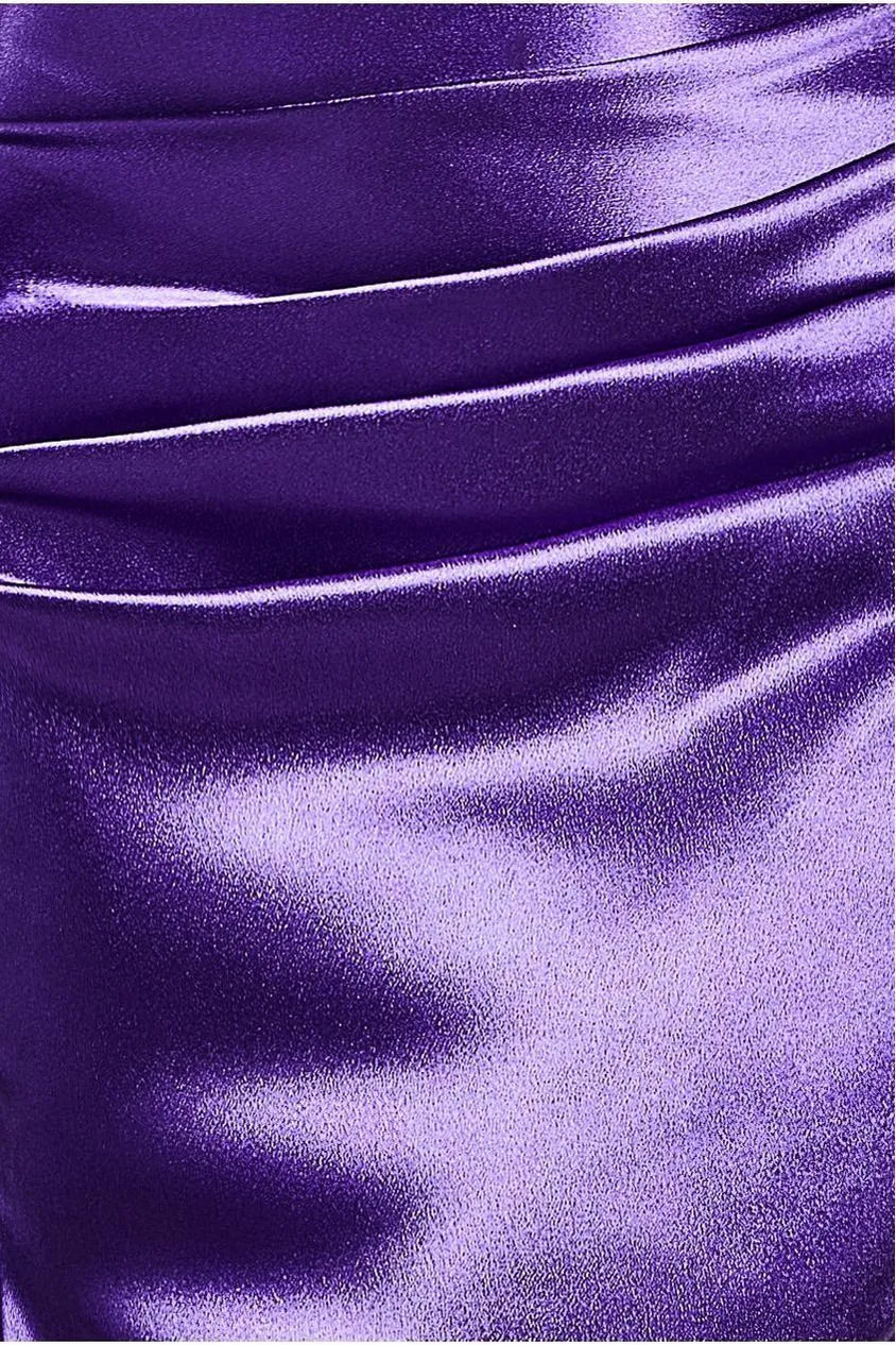 Goddiva Satin Bandeau Maxi Dress - Purple