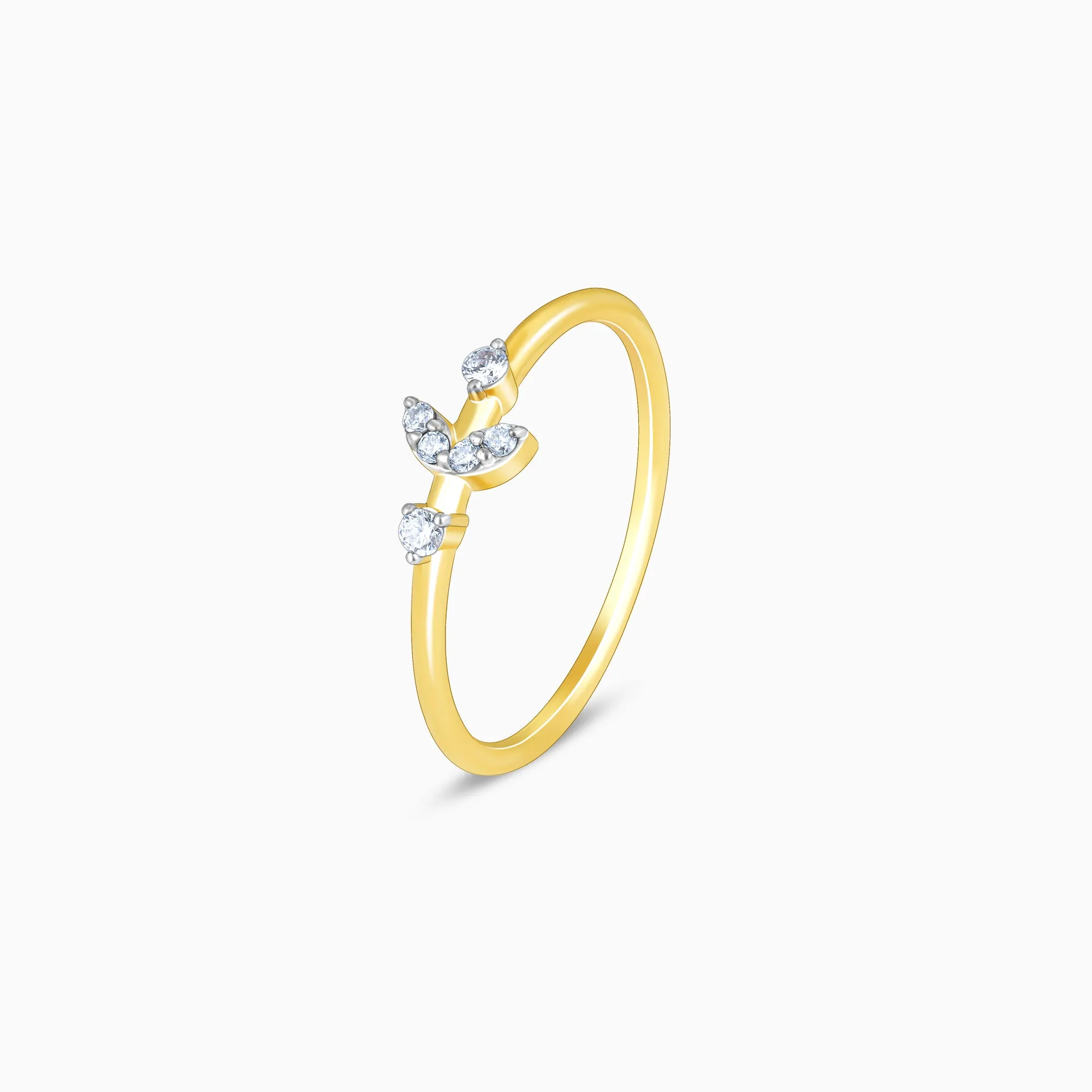 Gold Whimsical Leaves Diamond Ring