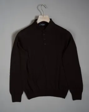 Gran Sasso Cashmere Silk Polo / Dark Brown