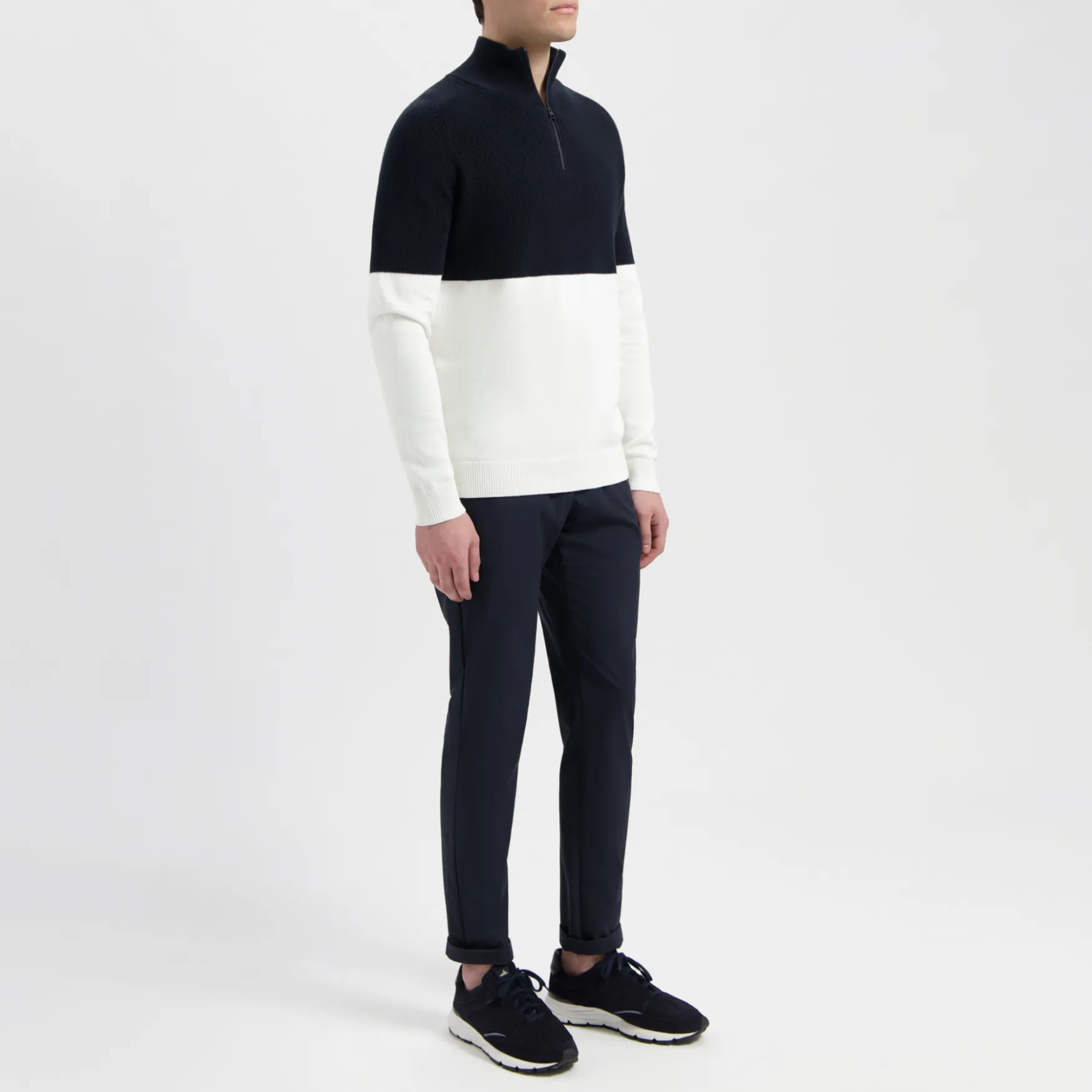 GRANT | Cotton Half Zip Pullover | Night Blue