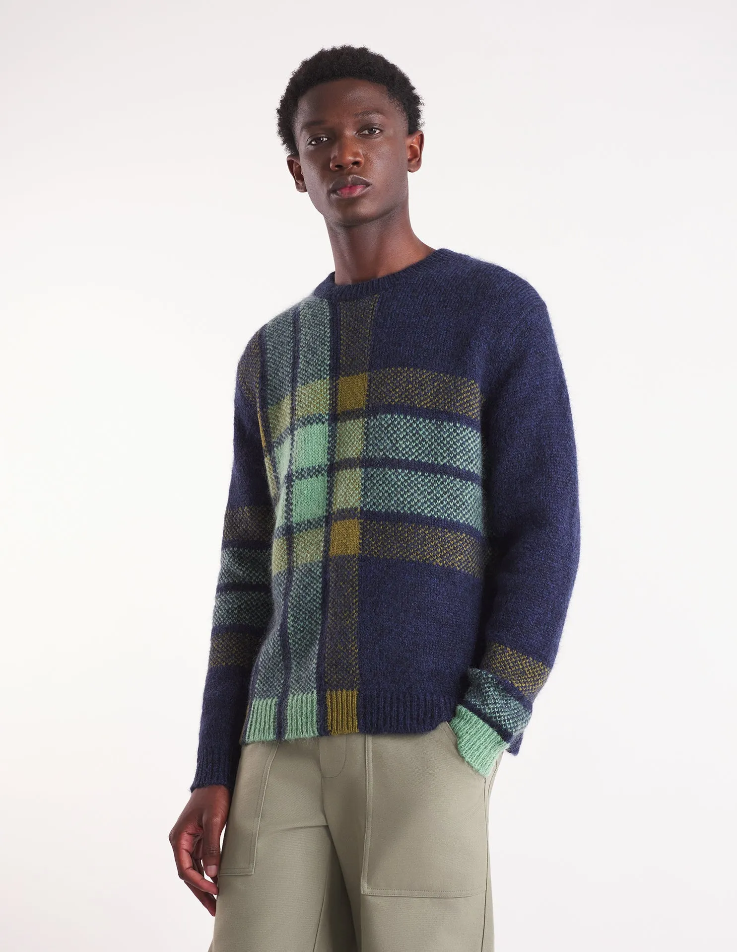 GRAPHIC CHECK INTARSIA JUMPER