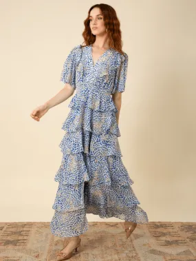 Hale Bob AINSLEY Blue Tiered Maxi Dress 46UB650A