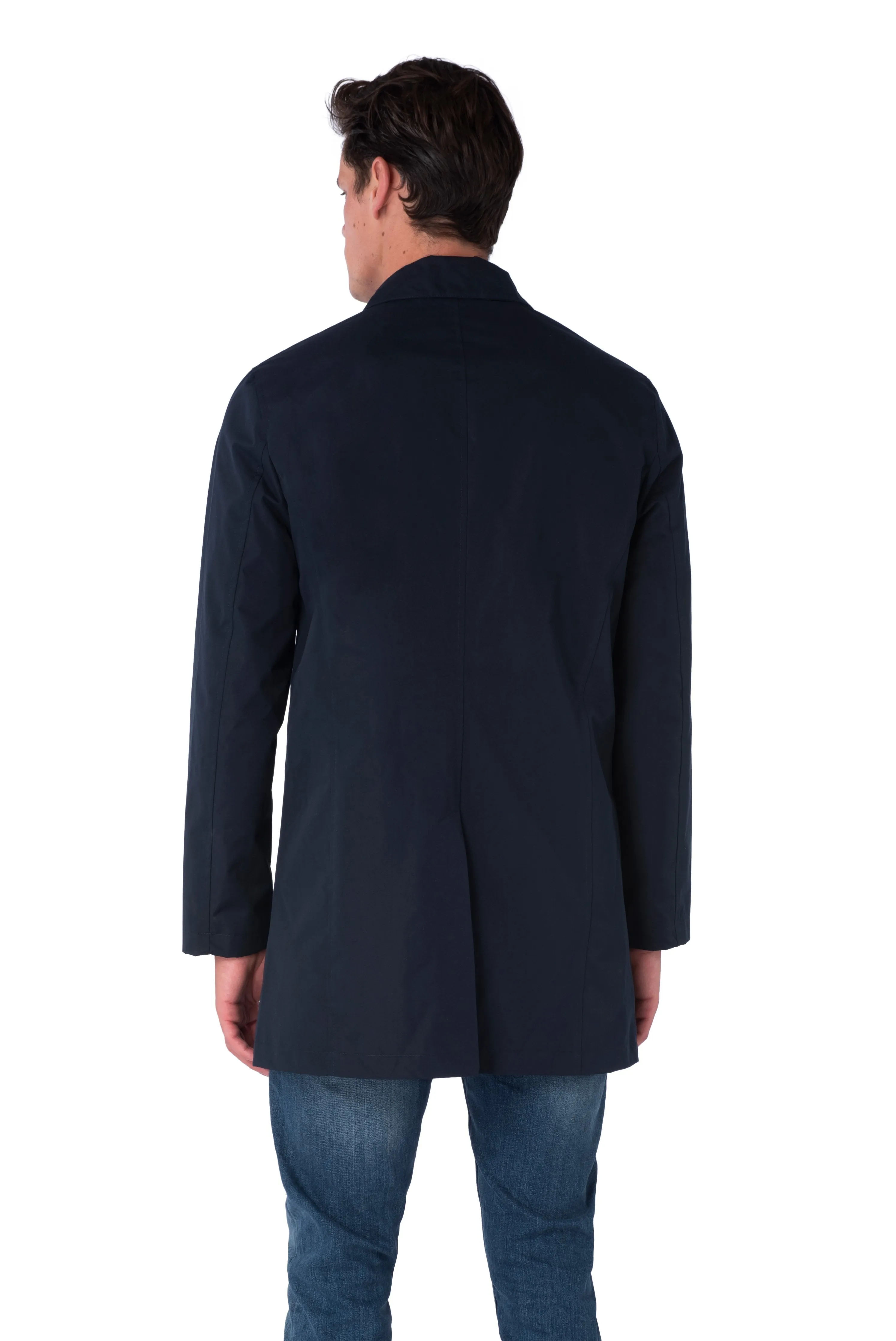 HARRISON Navy Single Breasted Trench Coat